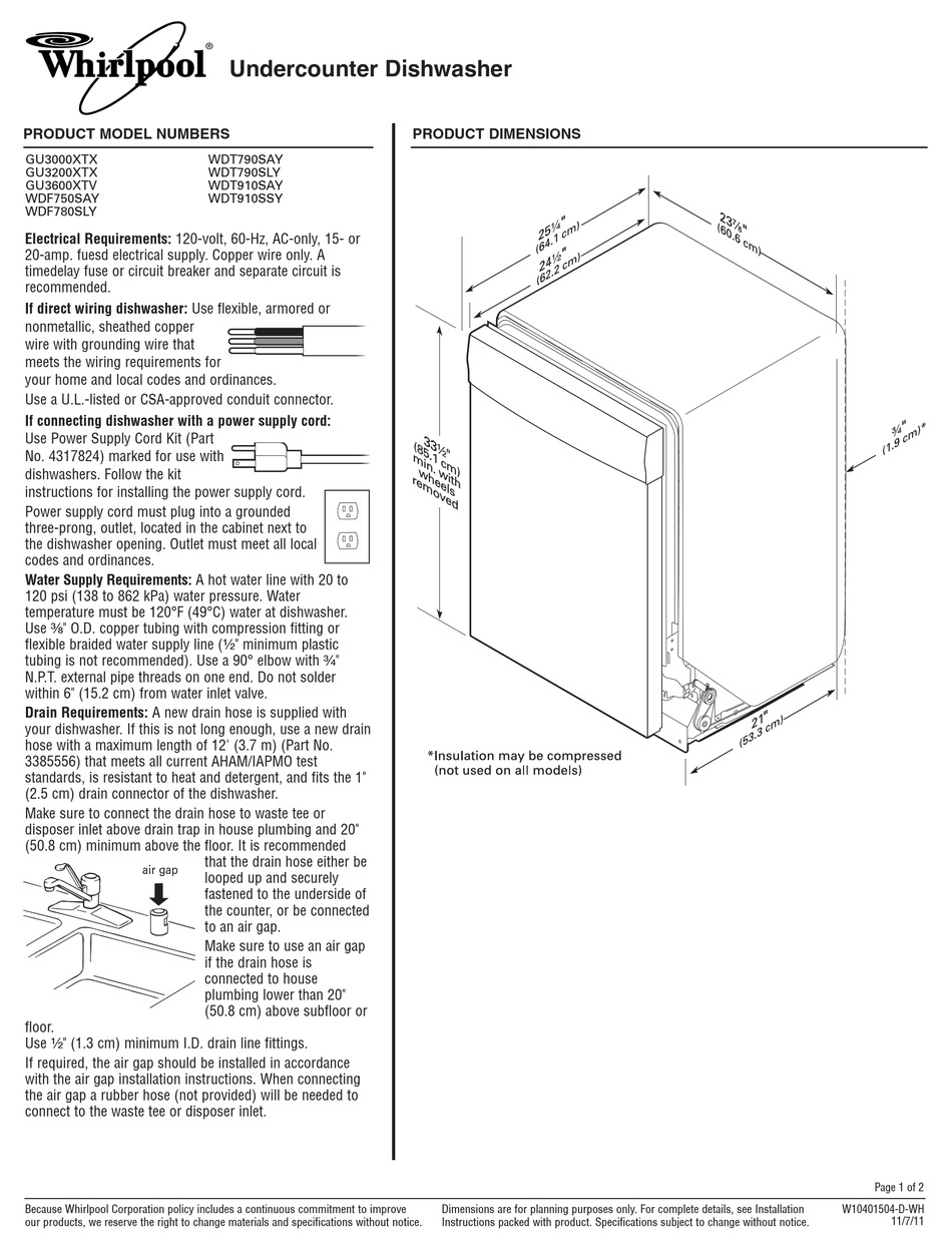 Whirlpool Dishwasher Schematic Wdt710payb