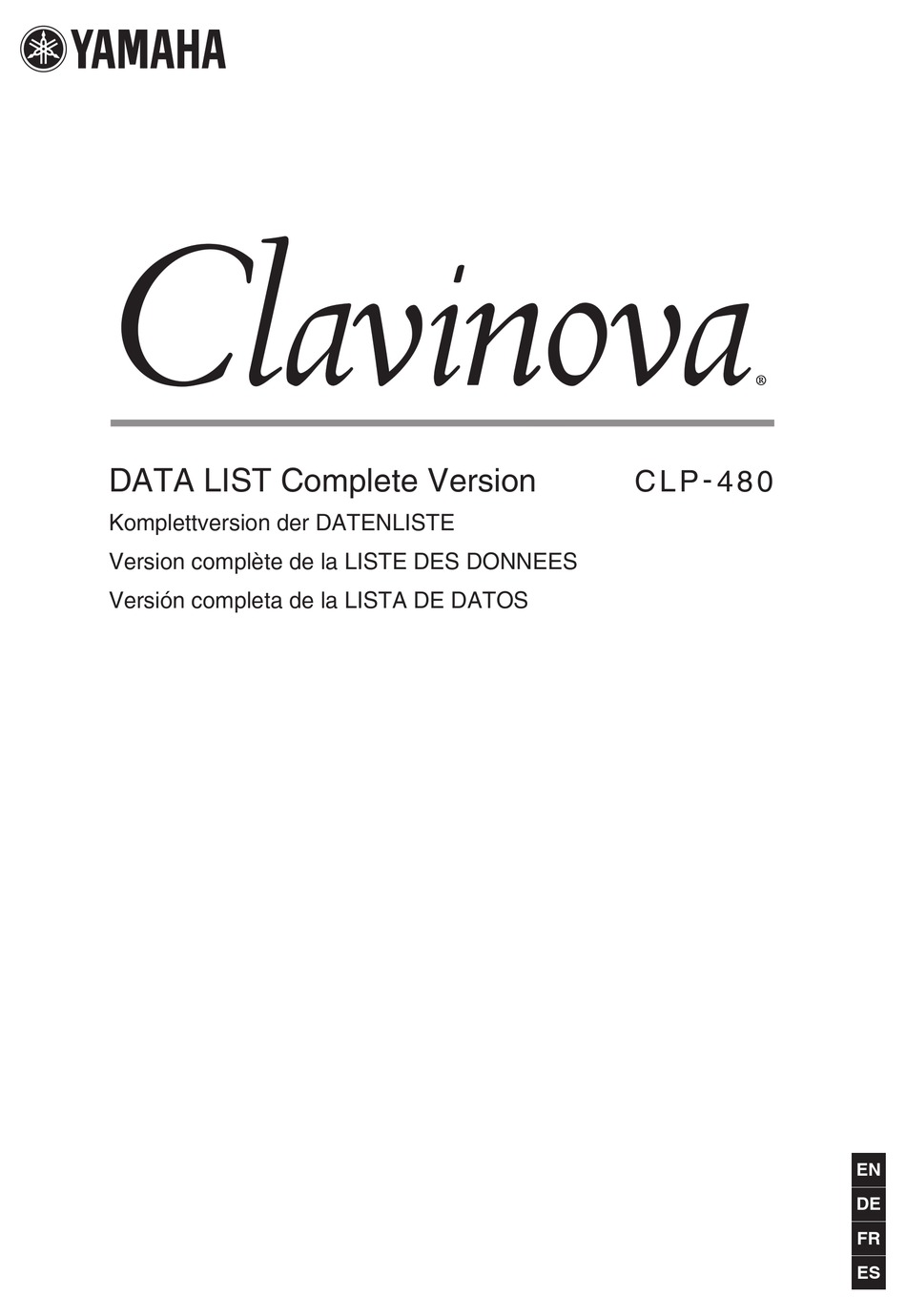 YAMAHA CLAVINOVA CLP-480 DATA LIST Pdf Download | ManualsLib