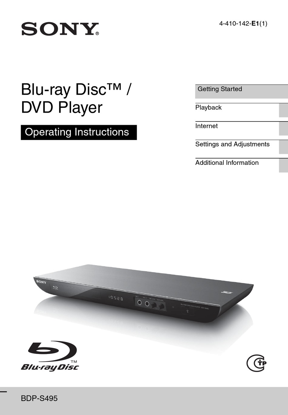 SONY BDP-S495 OPERATING INSTRUCTIONS MANUAL Pdf Download | ManualsLib
