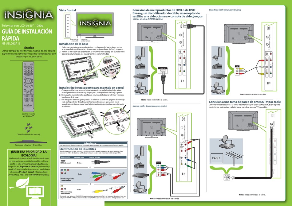 INSIGNIA NS55L260A13 GUÍA DE INSTALACIÓN RÁPIDA Pdf Download ManualsLib