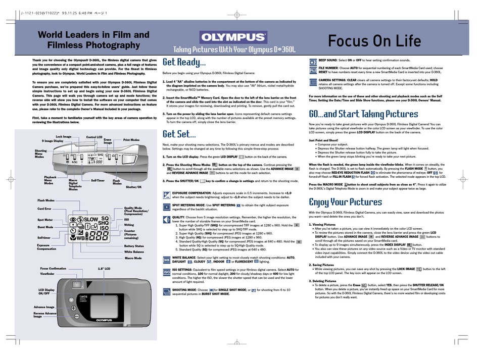 OLYMPUS CAMEDIA D360L USER MANUAL Pdf Download ManualsLib
