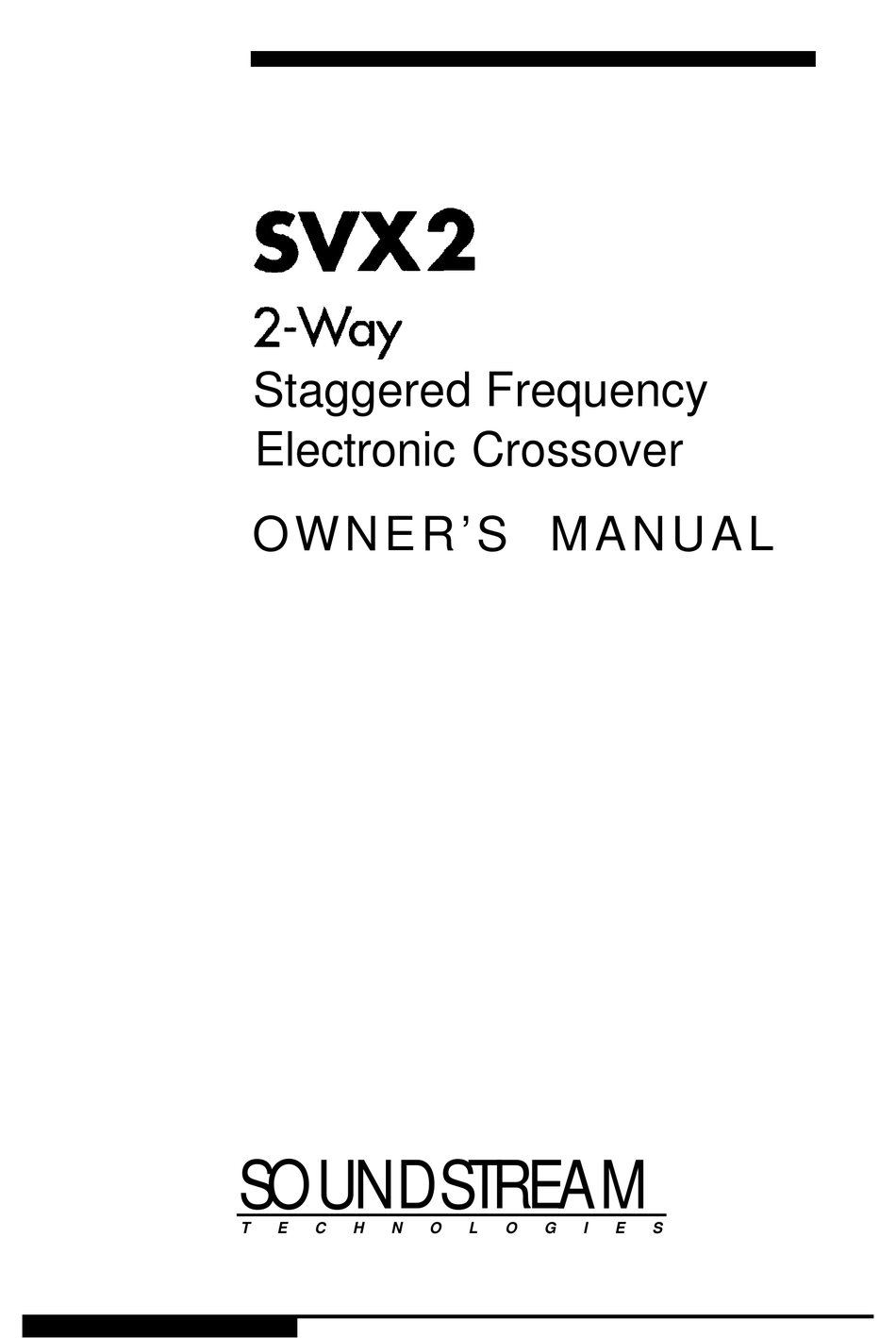SOUNDSTREAM SVX2 OWNER'S MANUAL Pdf Download ManualsLib