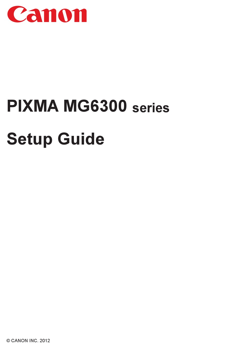 CANON PIXMA MG6320 SETUP MANUAL Pdf Download | ManualsLib