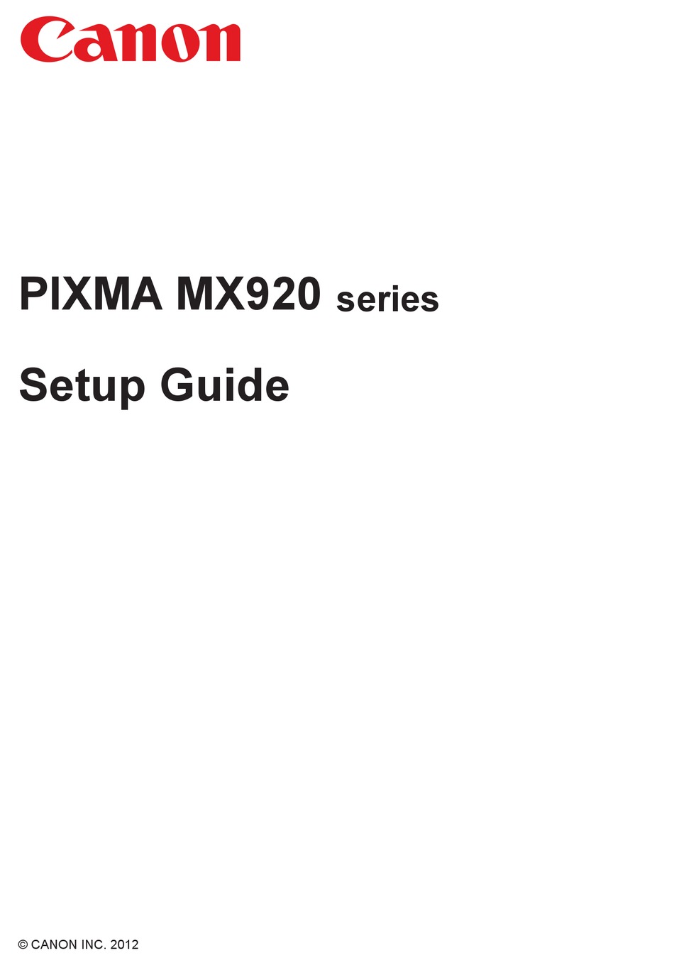 CANON PIXMA MX922 SETUP MANUAL Pdf Download | ManualsLib