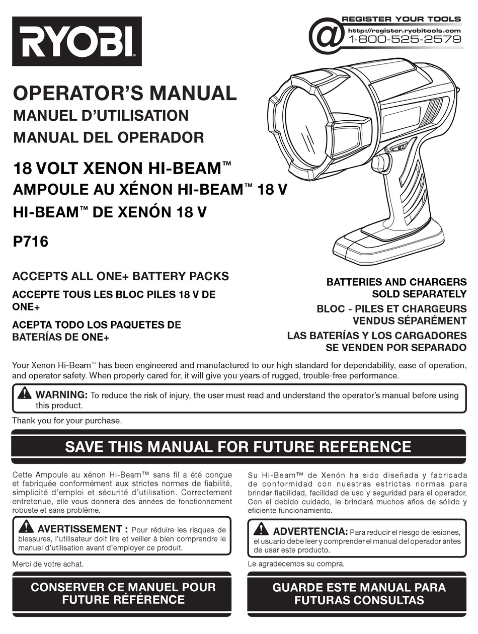 RYOBI P716 OPERATOR'S MANUAL Pdf Download | ManualsLib