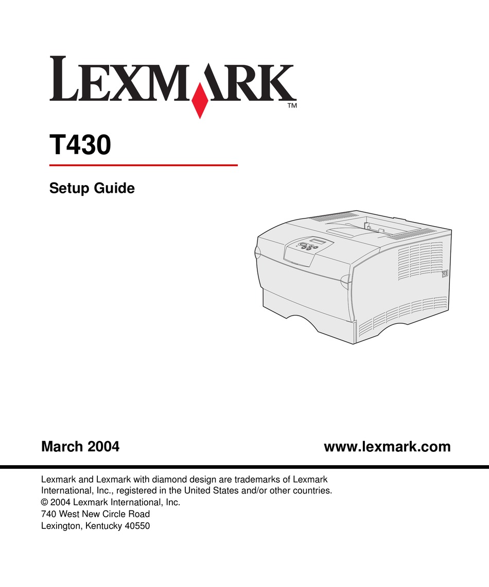 LEXMARK 26H0122 T 430D B/W LASER PRINTER SETUP MANUAL Pdf Download