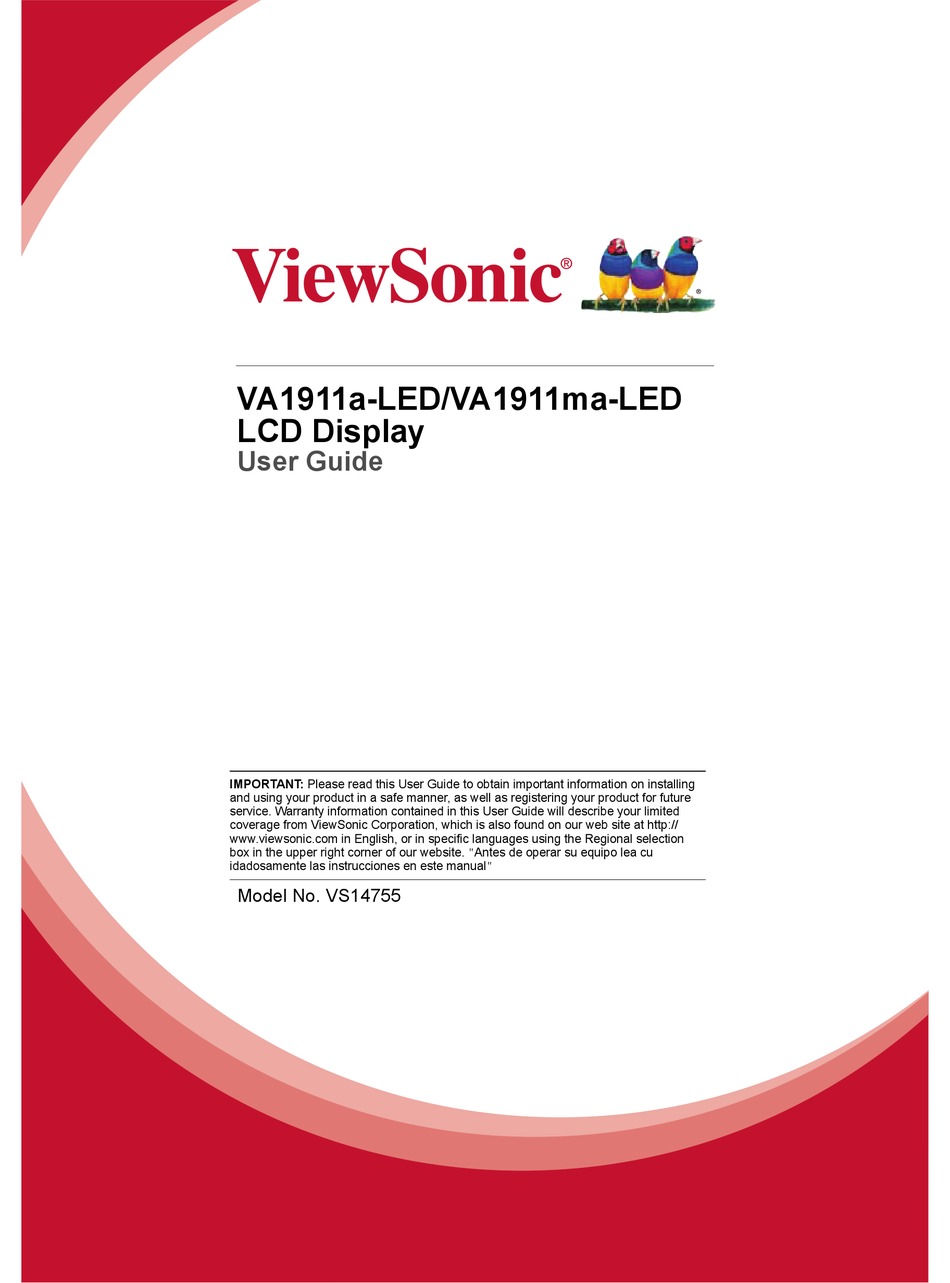 VIEWSONIC VA1911A-LED USER MANUAL Pdf 