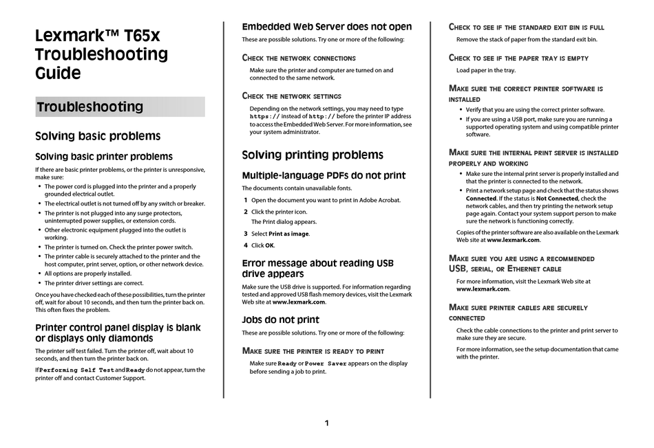 LEXMARK 650DN T B/W LASER PRINTER TROUBLESHOOTING MANUAL Pdf Download