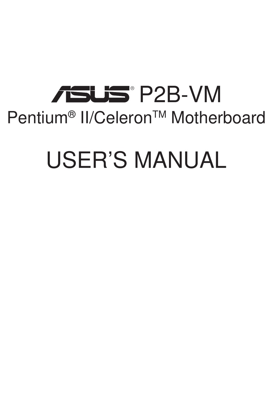 ASUS P2BVM USER MANUAL Pdf Download ManualsLib