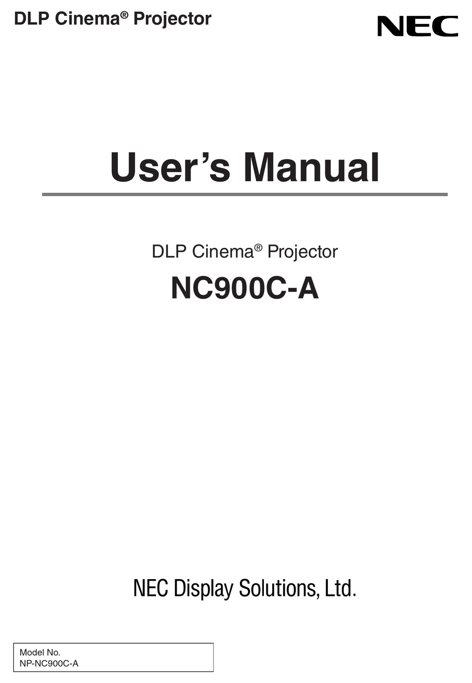 NEC NC900C USER MANUAL Pdf Download 