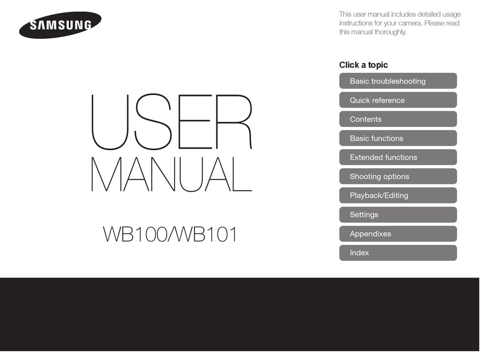 Samsung Wb100 User Manual Pdf Download Manualslib