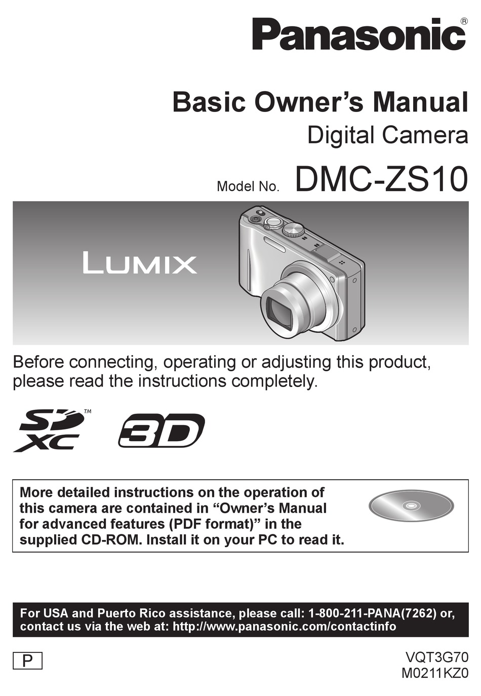 PANASONIC DMC-ZS10S BASIC OWNER'S MANUAL Pdf Download | ManualsLib