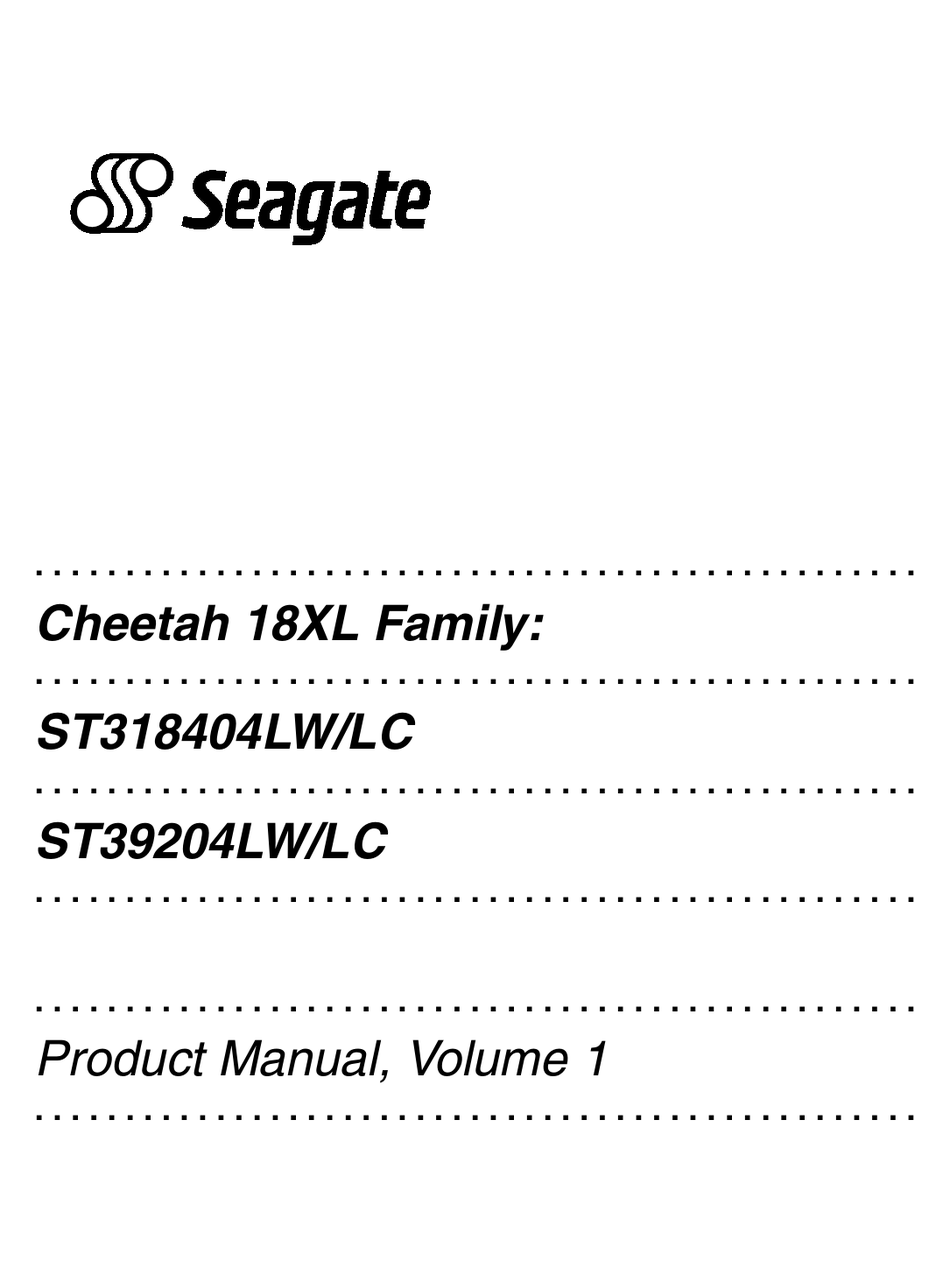 SEAGATE ST39204LC - CHEETAH 9.2 GB HARD DRIVE PRODUCT MANUAL Pdf