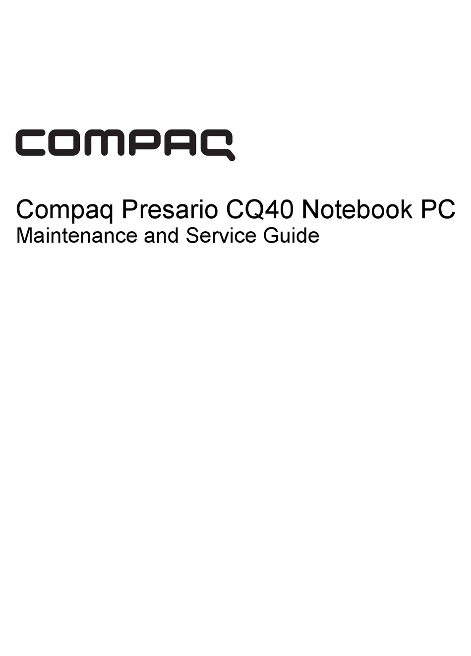 Compaq Presario Cq40 400 Notebook Pc Maintenance And Service Manual Pdf Download Manualslib 4919