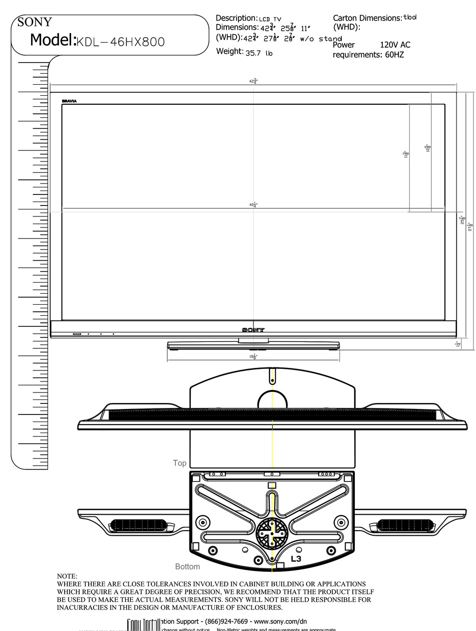 SONY KDL-46HX800 - 46