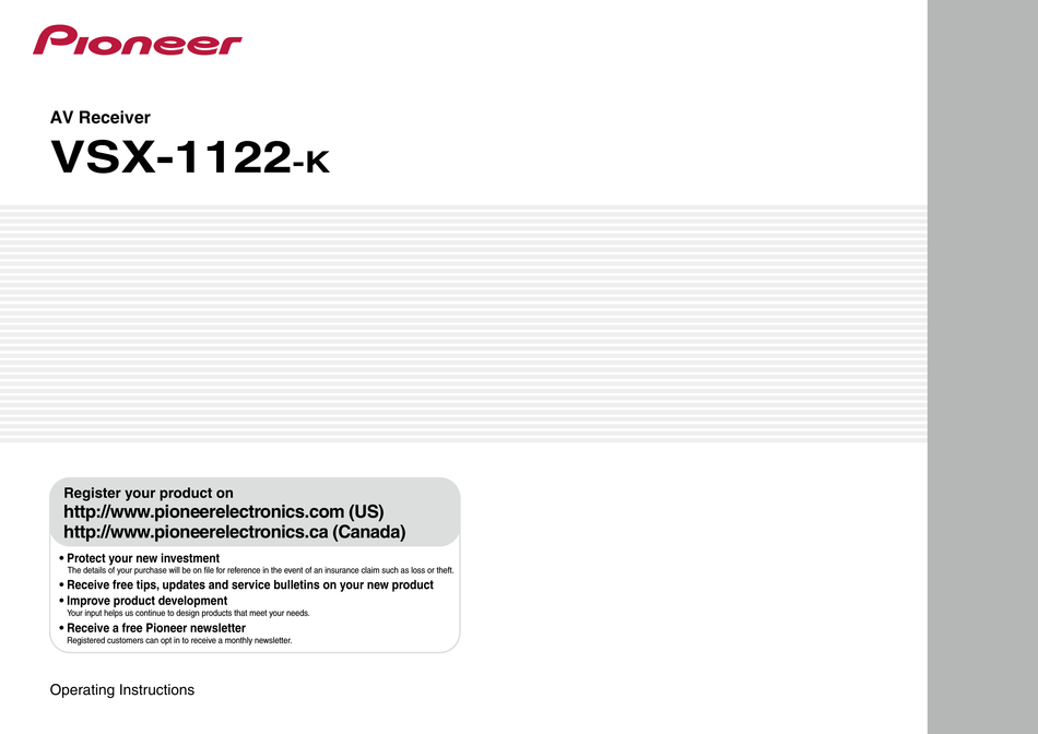 PIONEER VSX-1122-K OPERATING INSTRUCTIONS MANUAL Pdf Download | ManualsLib