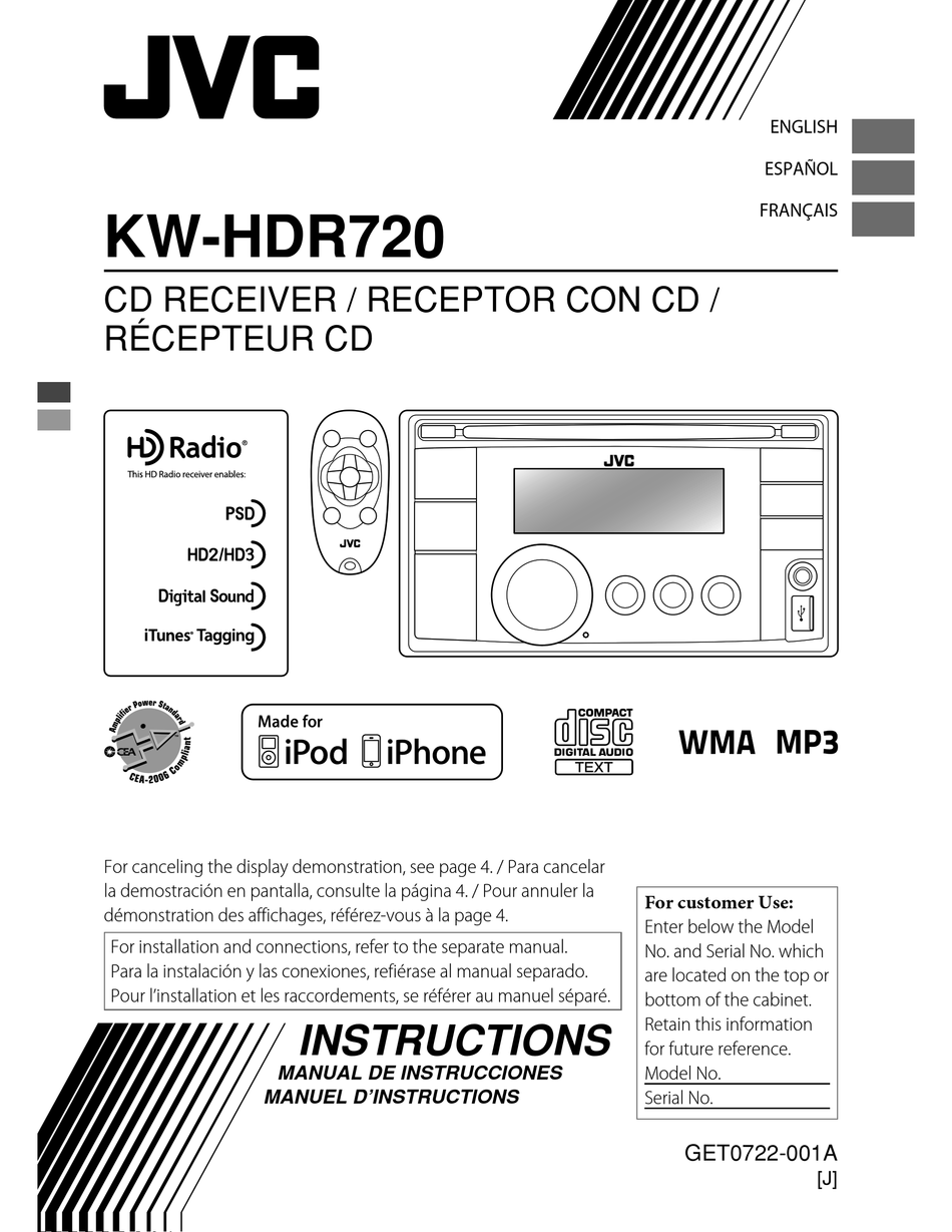 Jvc Kw Hdr7 Instructions Manual Pdf Download Manualslib