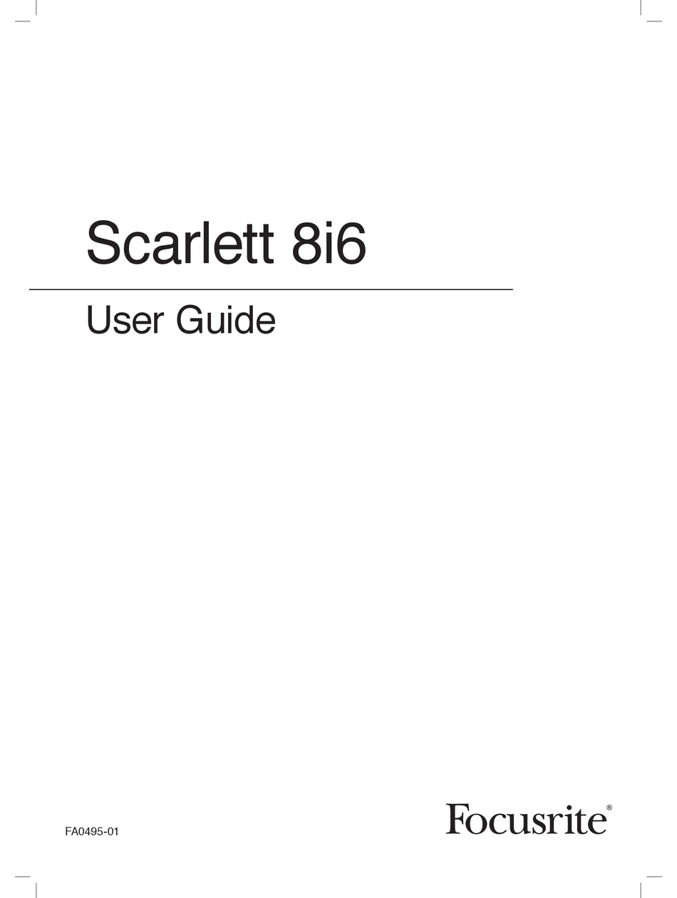 FOCUSRITE SCARLETT 8I6 USER MANUAL Pdf Download | ManualsLib