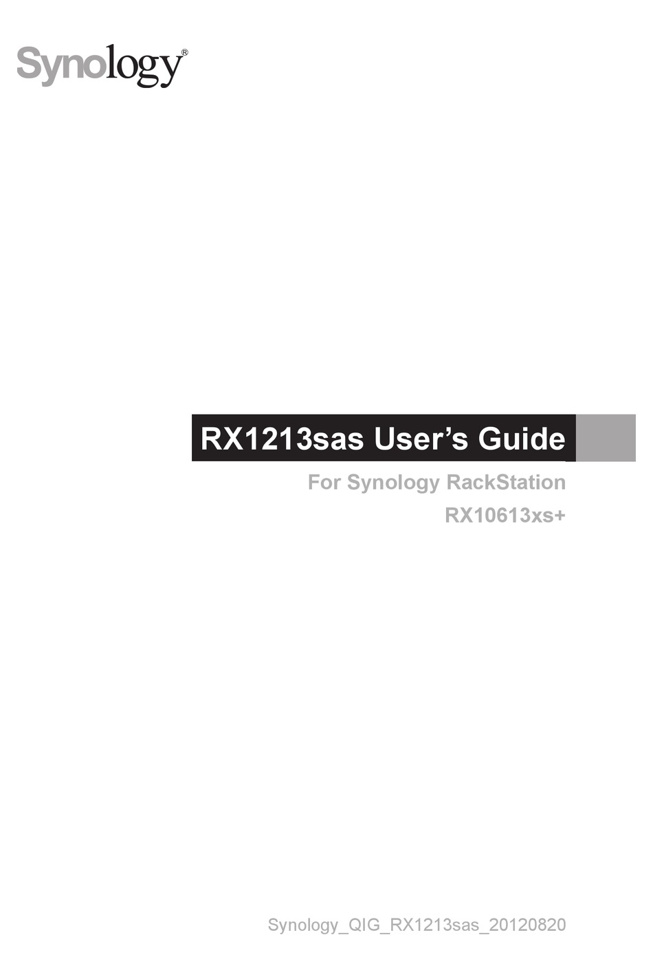 SYNOLOGY RX1213SAS USER MANUAL Pdf Download ManualsLib