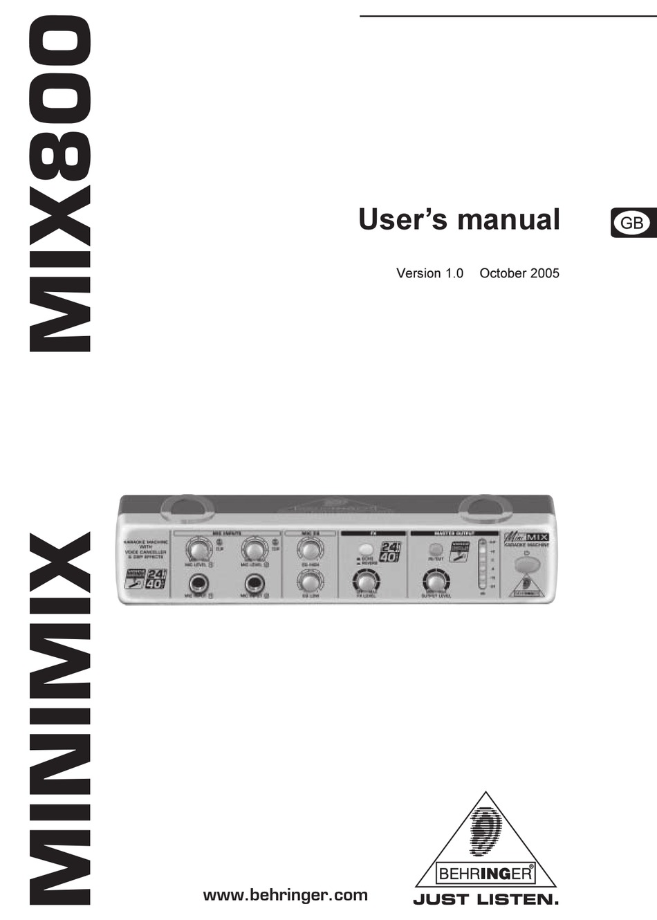 BEHRINGER MINIMIX MIX800 USER MANUAL Pdf Download | ManualsLib