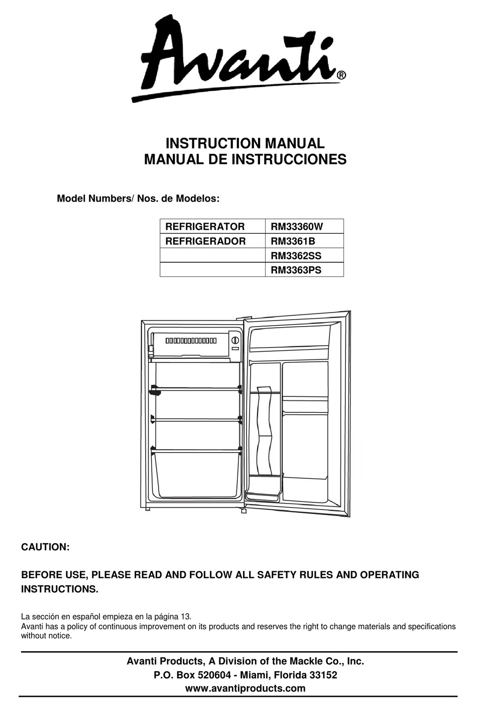 Avanti Rm3361b Instruction Manual Pdf Download Manualslib