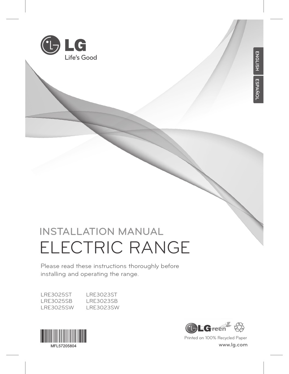LG LRE3023ST INSTALLATION MANUAL Pdf Download ManualsLib