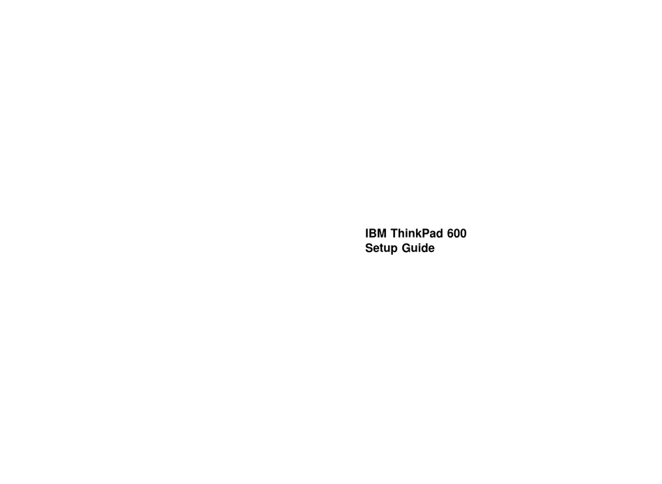 LENOVO THINKPAD 600 SETUP MANUAL Pdf Download  ManualsLib