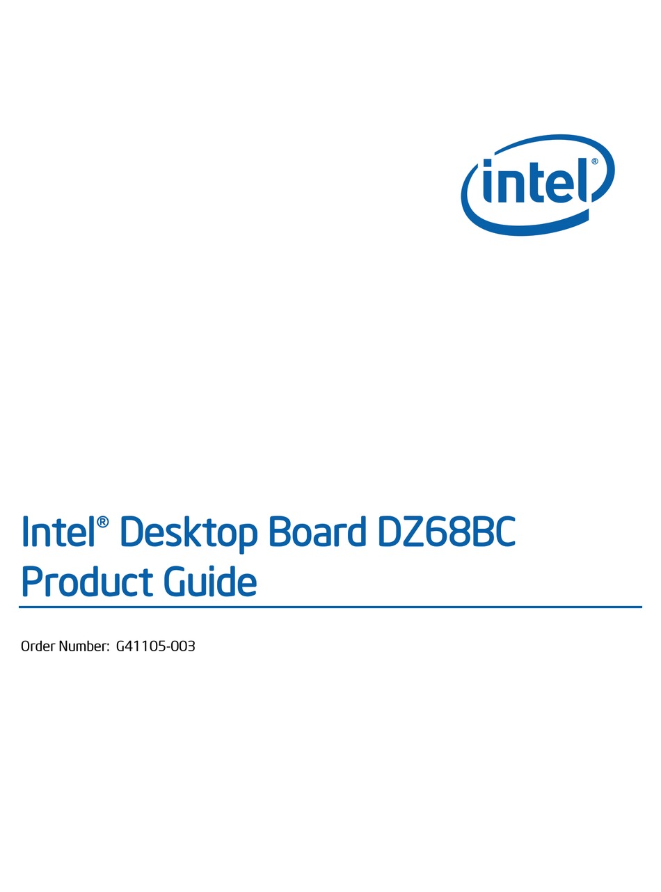 INTEL DZ68BC PRODUCT MANUAL Pdf Download | ManualsLib
