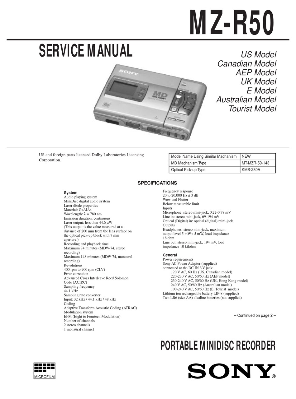 ＳＯＮＹ MDウォークマン MZ-R50 - ポータブルプレーヤー