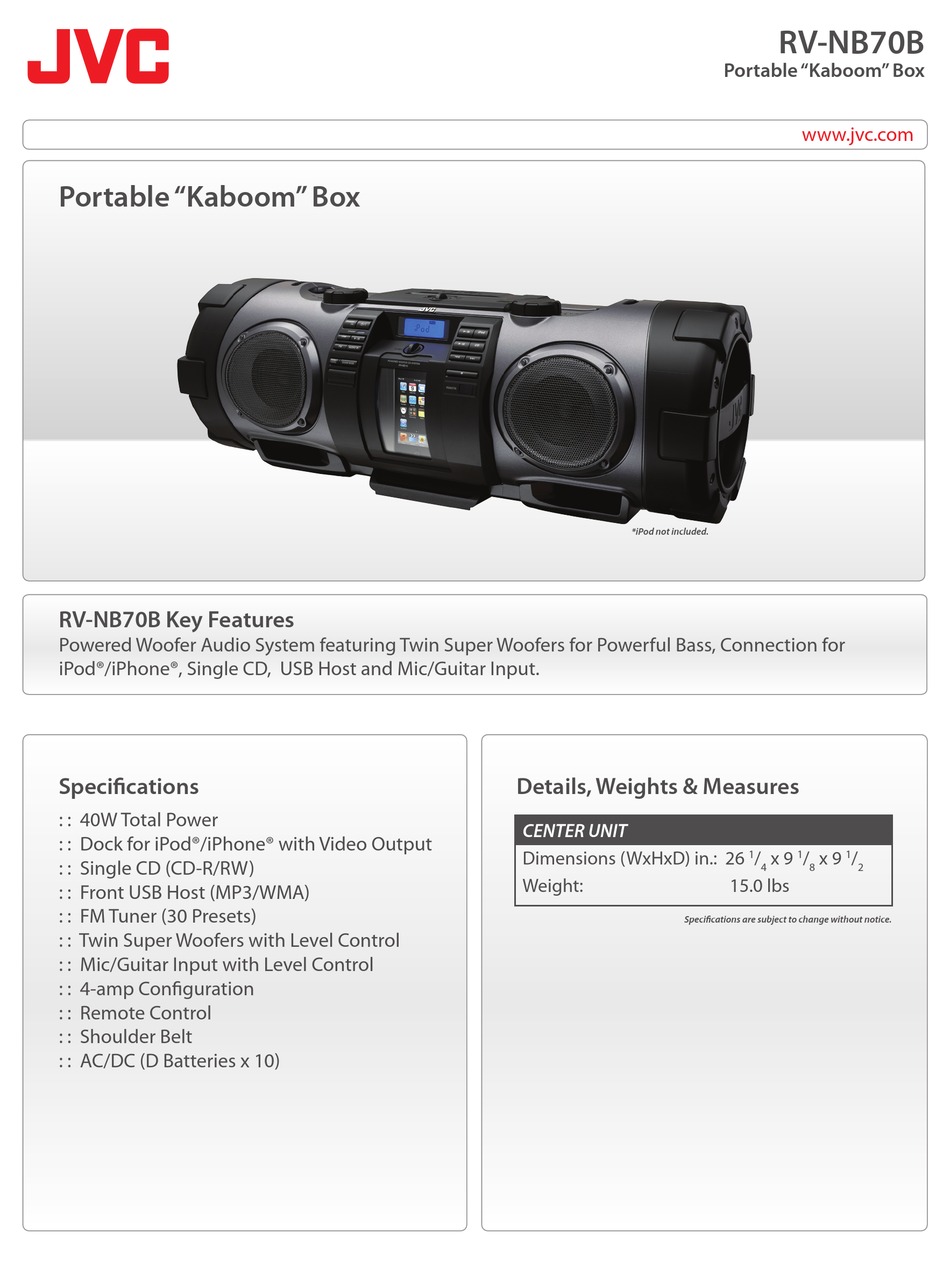 JVC RV-NB70B SPECIFICATIONS Pdf Download | ManualsLib