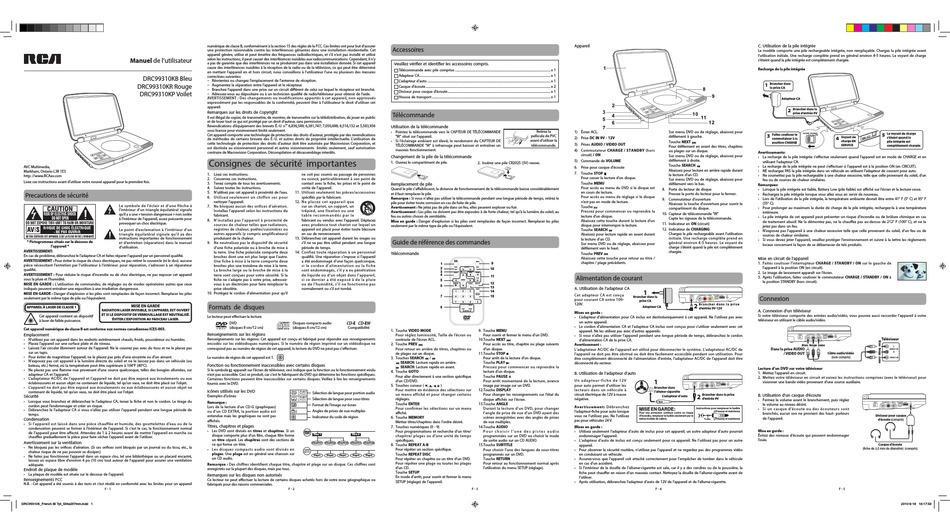 RCA DRC99310K MANUEL D'UTILISATION Pdf Download | ManualsLib