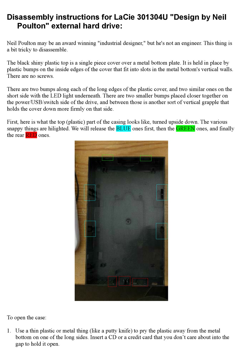 disassemble lacie external hard drive