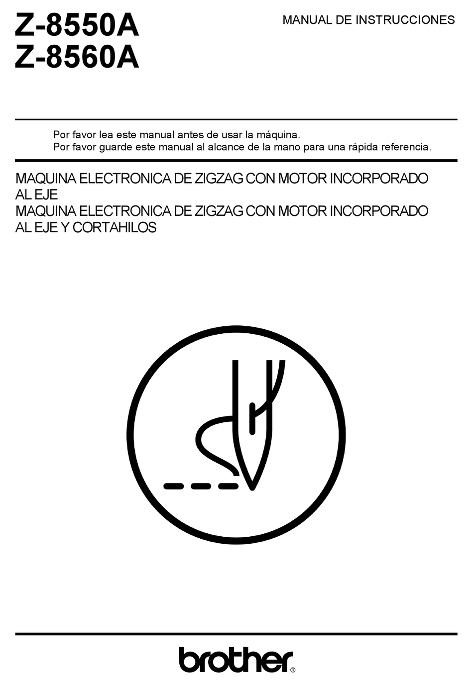 BROTHER Z8560A MANUAL DE INSTRUCCIONES Pdf Download ManualsLib