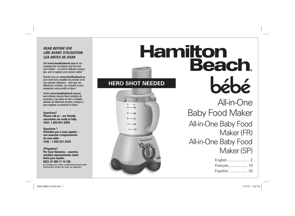 hamilton beach bebe food maker