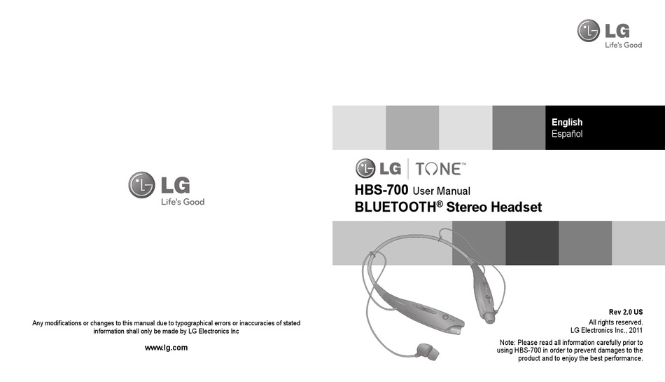 tolv Milliard elegant LG TONE HBS-700 USER MANUAL Pdf Download | ManualsLib