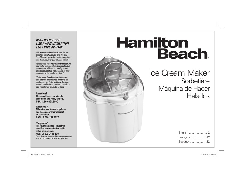 HAMILTON BEACH 68328 USE & CARE MANUAL Pdf Download | ManualsLib