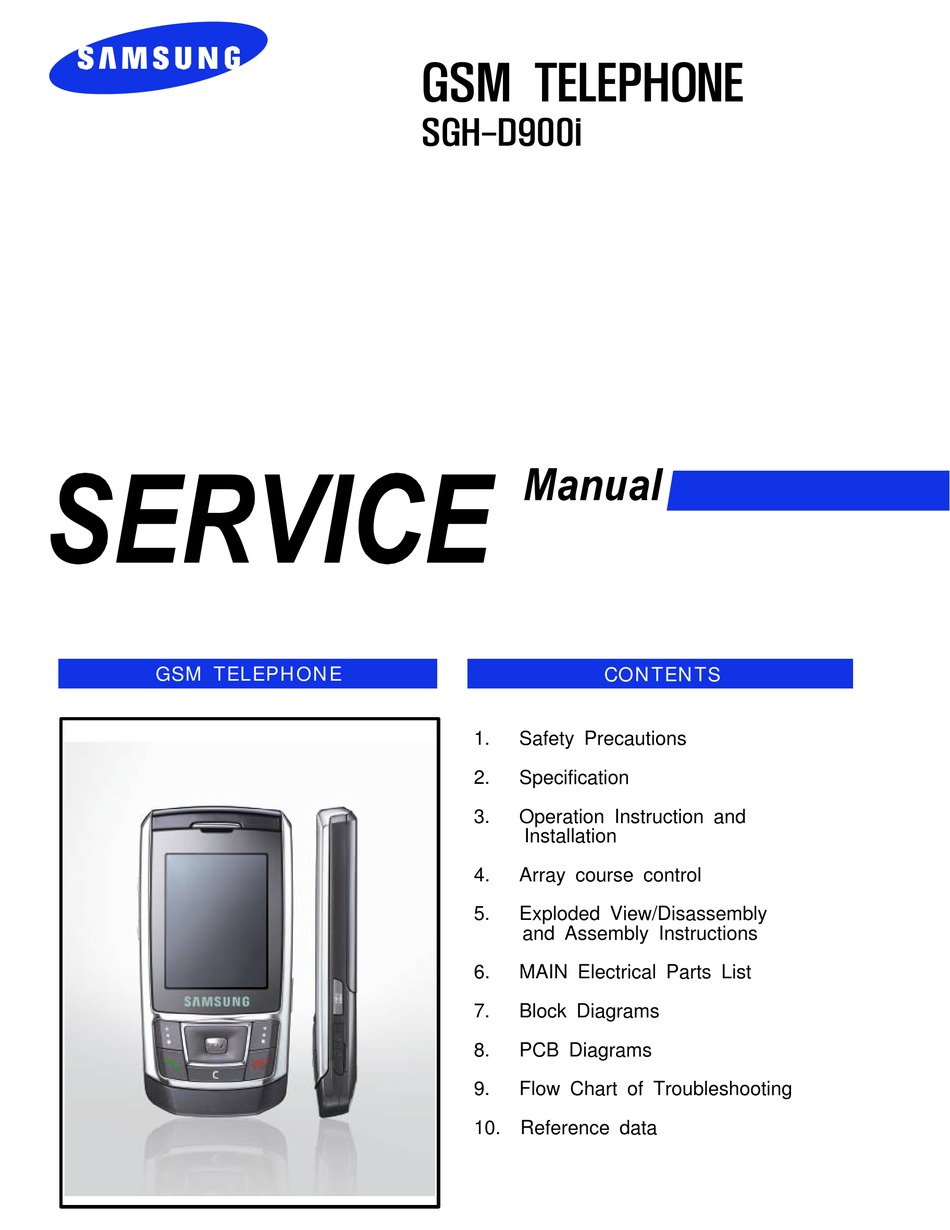SAMSUNG SGH D900I - ULTRA EDITION 12.9 CELL PHONE 60 MB SERVICE MANUAL ...