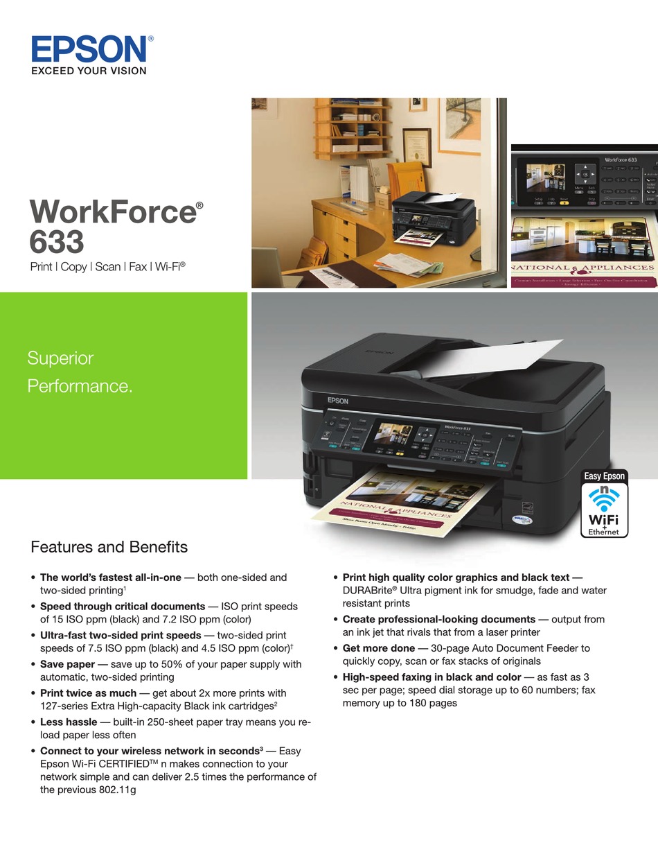 Epson Workforce 633 Brochure Pdf Download Manualslib 4196