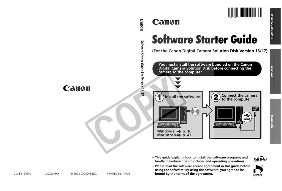 CANON POWERSHOT A75 SOFTWARE STARTER MANUAL Pdf Download ManualsLib