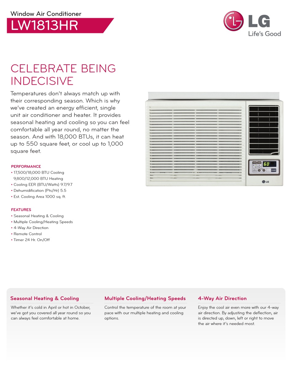 LG LW1813HR SPECIFICATION Pdf Download | ManualsLib