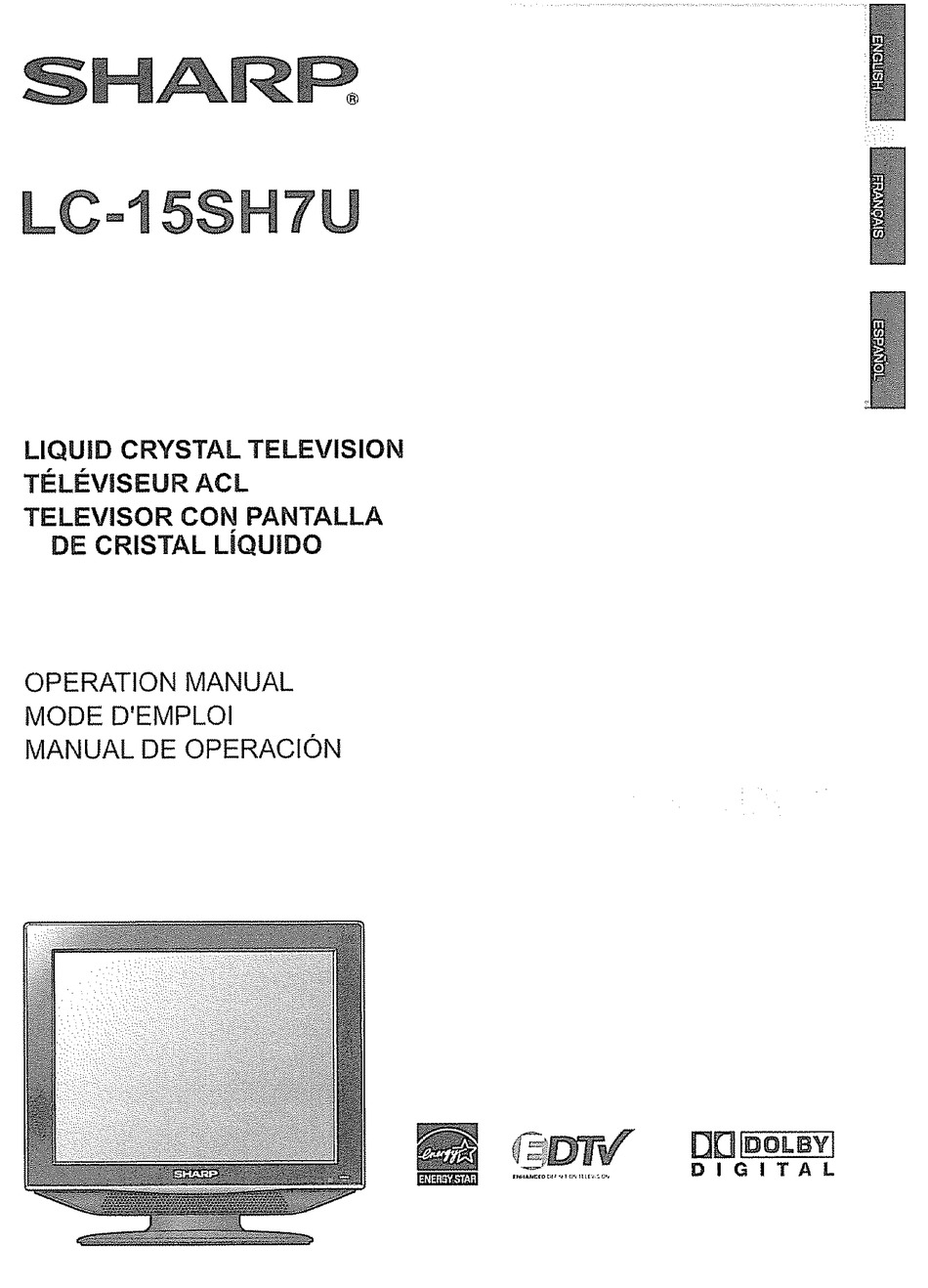SHARP LC15SH7U 15" LCD TV OPERATION MANUAL Pdf Download ManualsLib