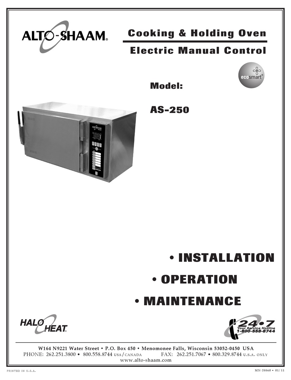 ALTOSHAAM AS250 INSTALLATION, OPERATION AND MAINTENANCE MANUAL Pdf