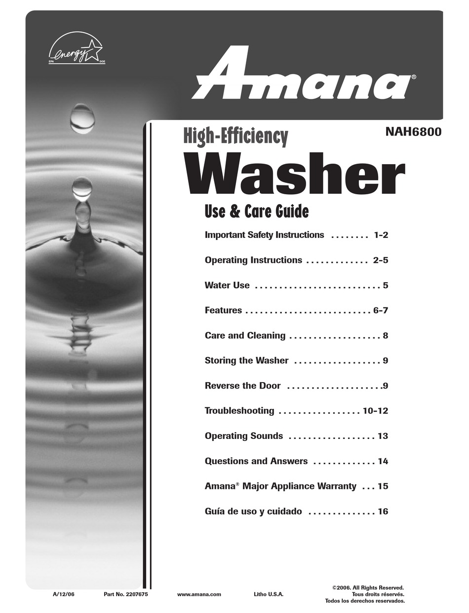 AMANA NAH6800 USE & CARE MANUAL Pdf Download | ManualsLib