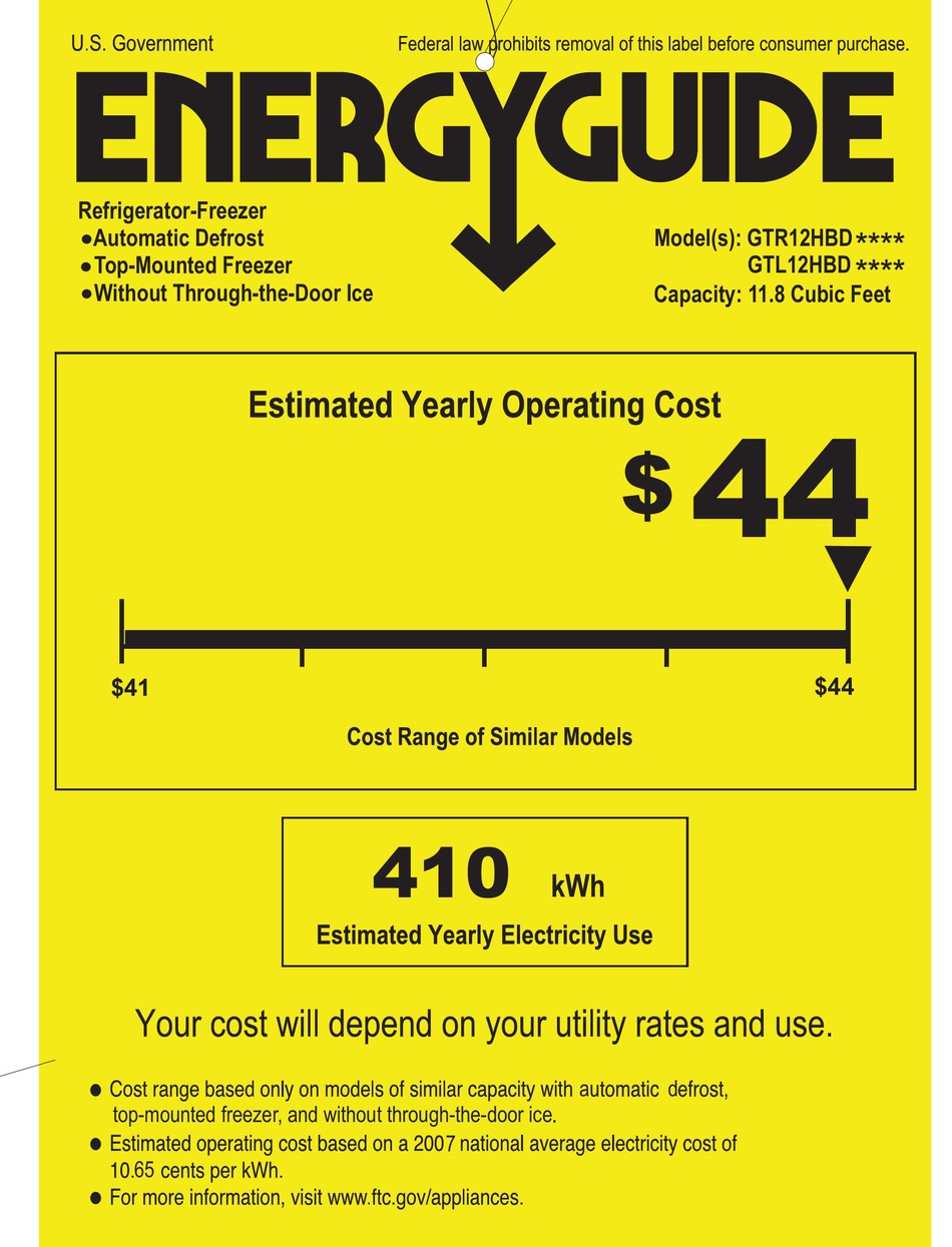 GE GTL12HBDBS ENERGY MANUAL Pdf Download | ManualsLib