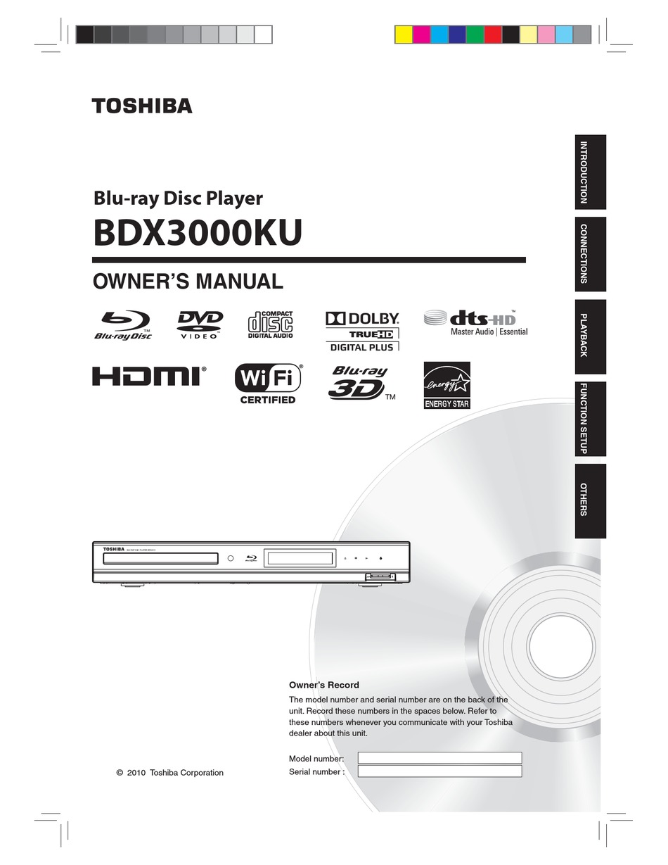 TOSHIBA BDX3000 OWNER'S MANUAL Pdf Download | ManualsLib