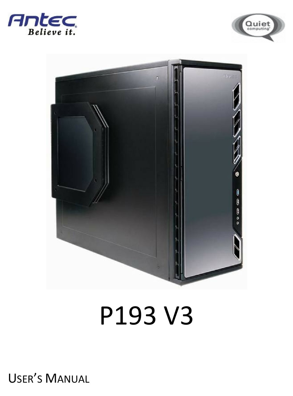 Antec P193 V3 User Manual Pdf Download Manualslib