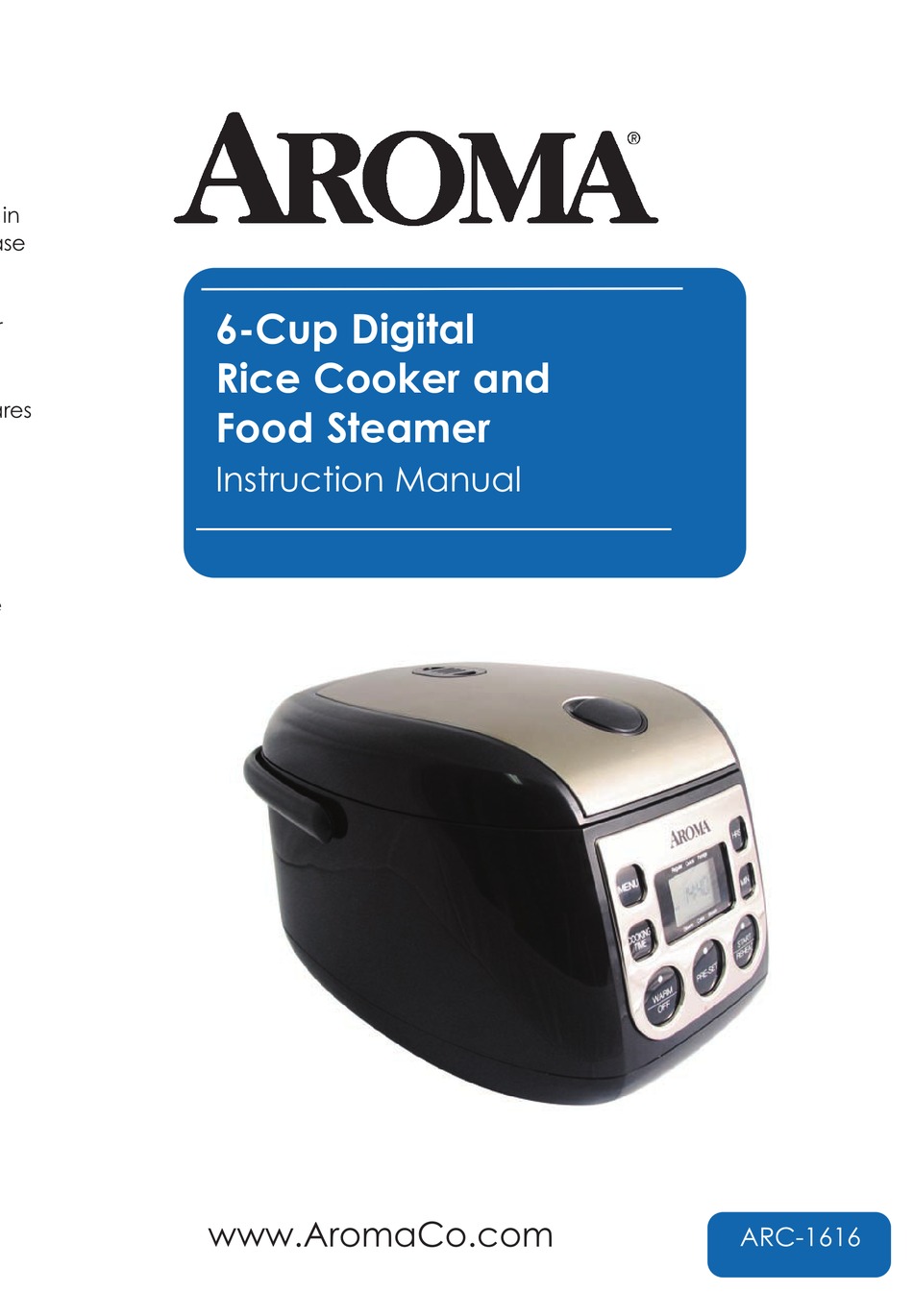 AROMA ARC-1616 INSTRUCTION MANUAL Pdf Download | ManualsLib