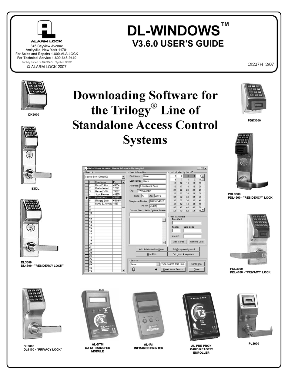 ALARM LOCK DL-WINDOWS V3.6.0 USER MANUAL Pdf Download | ManualsLib