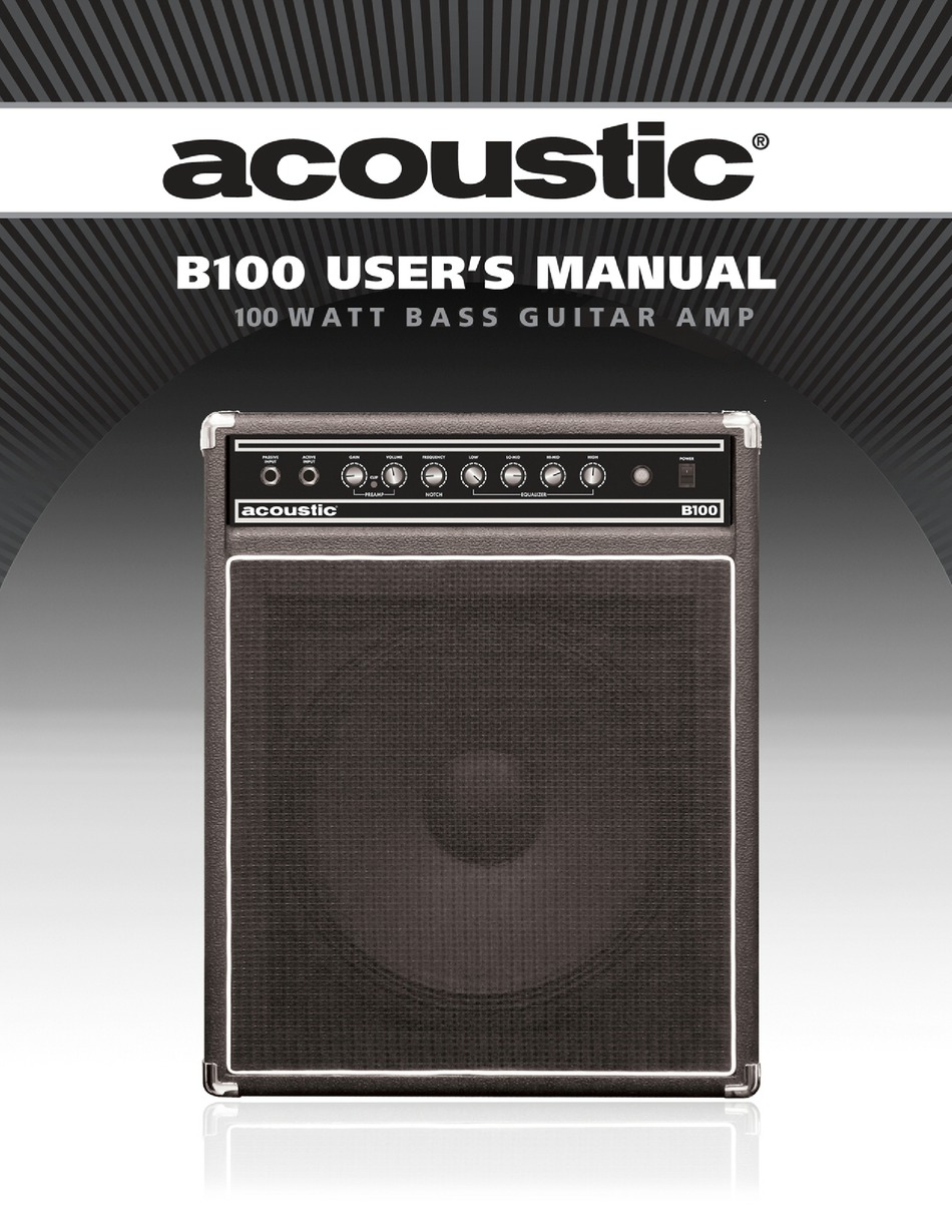 Acoustic B100 User Manual Pdf Download Manualslib