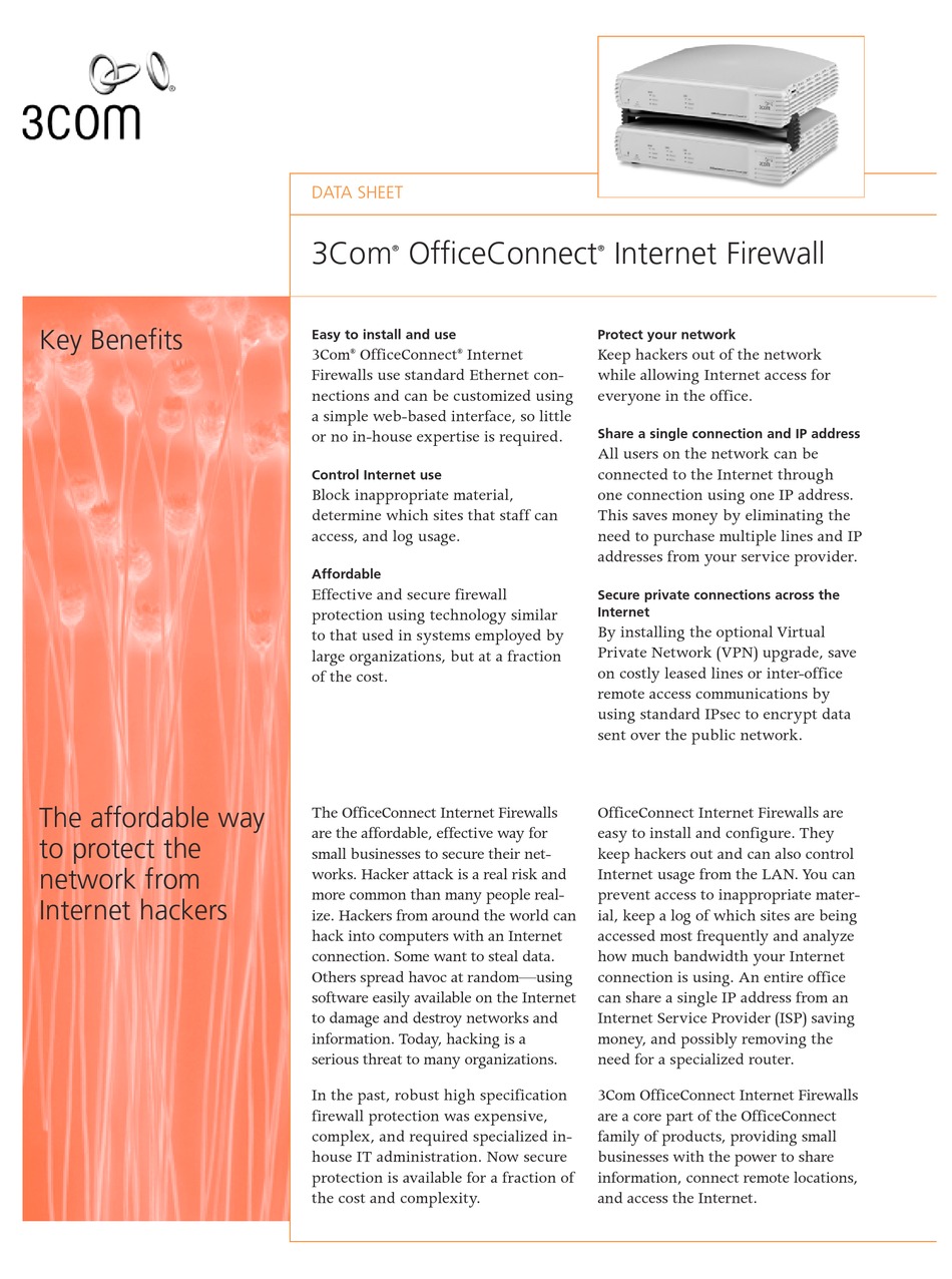 3C16772 OFFICECONNECT WEB SITE FILTER DATASHEET Pdf Download